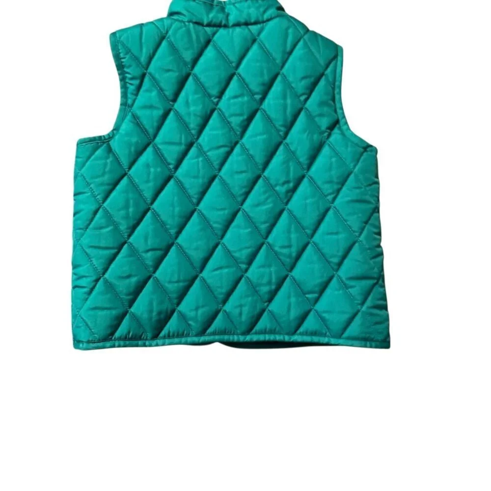 Janie & Jack Quilted Green Sleeveless Puffer Vest Snap Buttons & Pockets 12-18 m
